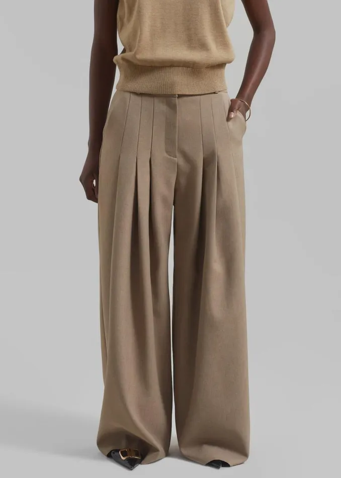 Women The Frankie Shop Bottoms Regina Pleated Trousers Camel