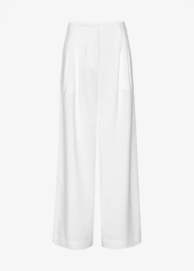 Women The Frankie Shop Bottoms Remain Wide Pants With Pleats Egret