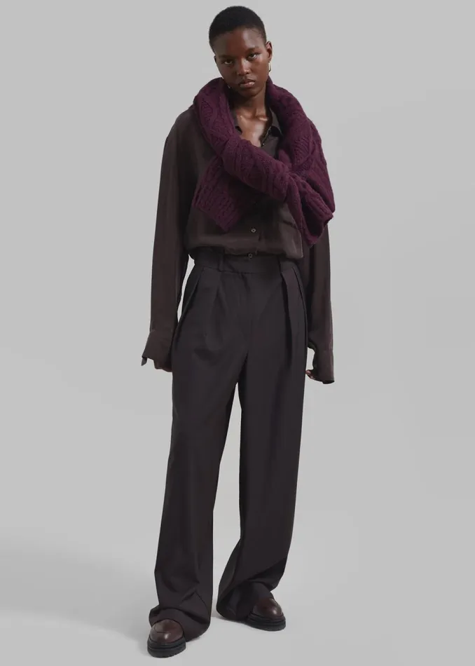 Women The Frankie Shop Bottoms Ripley Pleated Trousers Brown