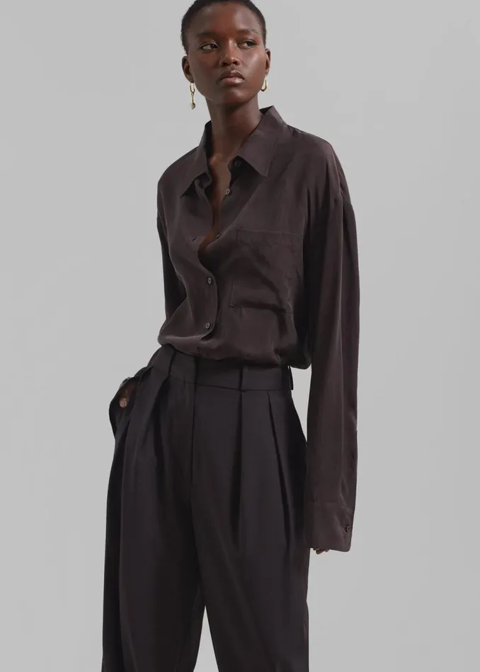 Women The Frankie Shop Bottoms Ripley Pleated Trousers Brown
