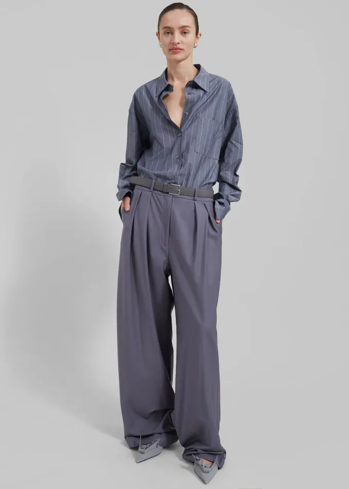 Women The Frankie Shop Bottoms Ripley Pleated Trousers Grey