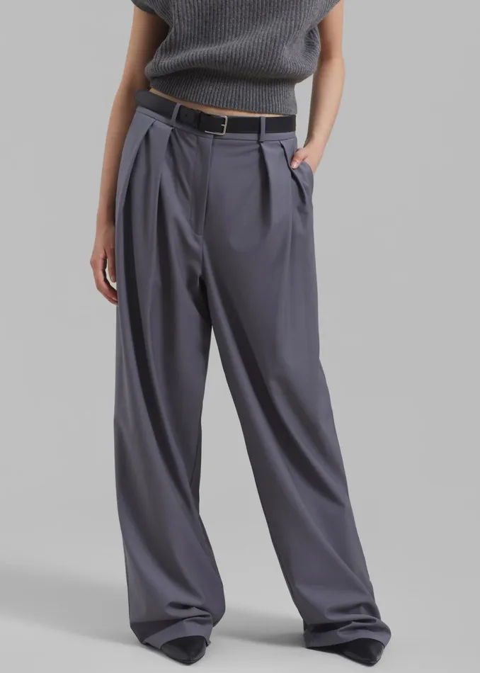Women The Frankie Shop Bottoms Ripley Pleated Trousers Grey