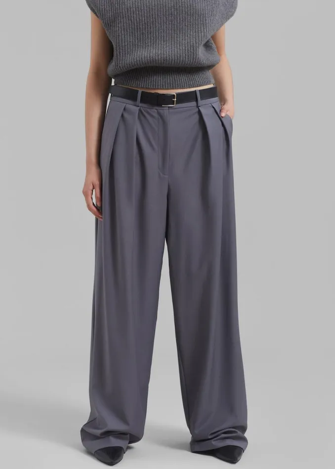 Women The Frankie Shop Bottoms Ripley Pleated Trousers Grey