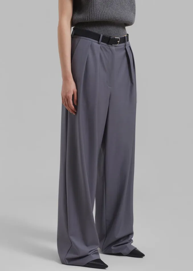 Women The Frankie Shop Bottoms Ripley Pleated Trousers Grey