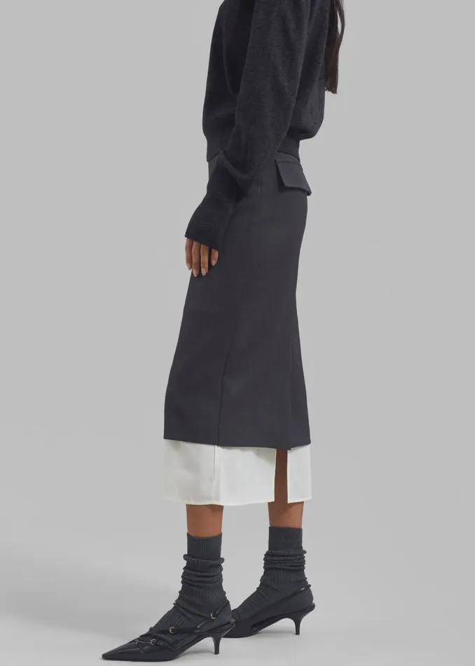 Women The Frankie Shop Bottoms Roane Midi Skirt Charcoal