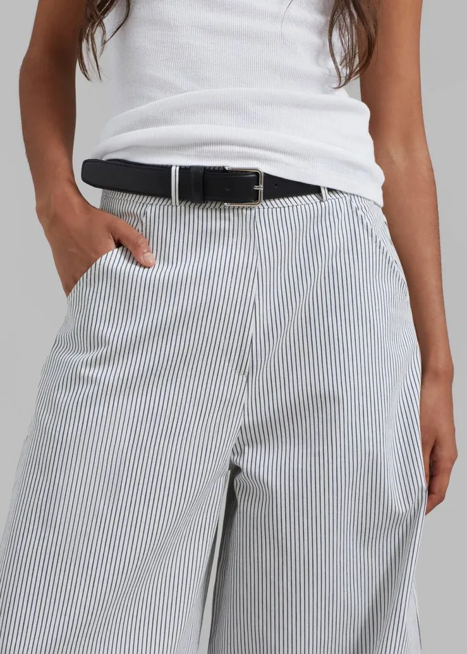 Women The Frankie Shop Bottoms Rosalind Wide Leg Trousers Blue Stripe