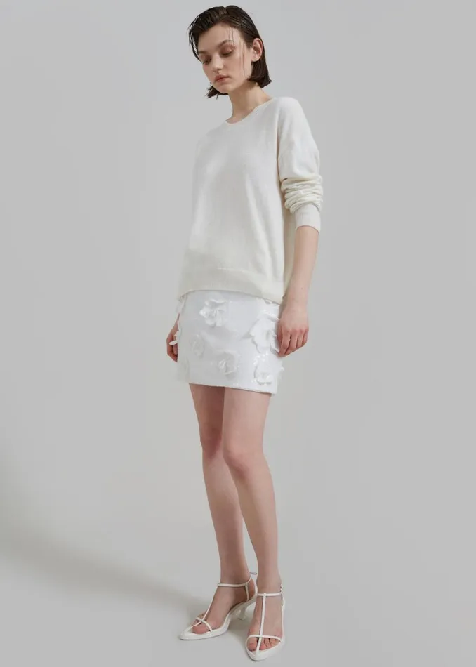 Women The Frankie Shop Bottoms Rotate Sequin Flower Skirt Egret