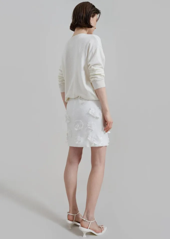 Women The Frankie Shop Bottoms Rotate Sequin Flower Skirt Egret
