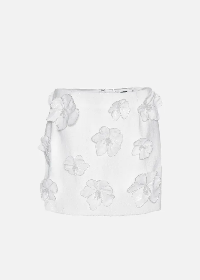 Women The Frankie Shop Bottoms Rotate Sequin Flower Skirt Egret