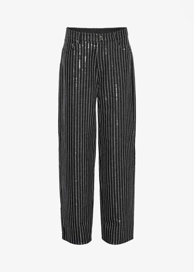 Women The Frankie Shop Bottoms Rotate Sequin Twill Wide Pants Black