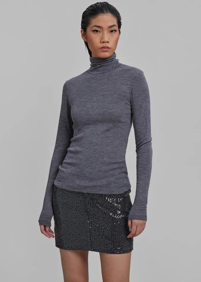 Women The Frankie Shop Bottoms ROTATE Twill Sequin Mini Skirt Black