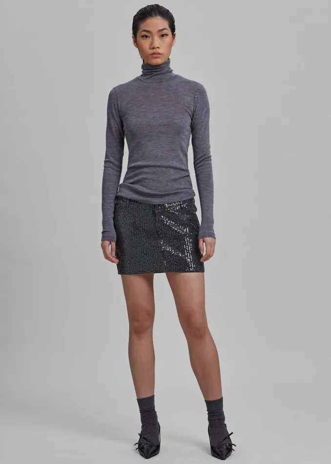 Women The Frankie Shop Bottoms ROTATE Twill Sequin Mini Skirt Black