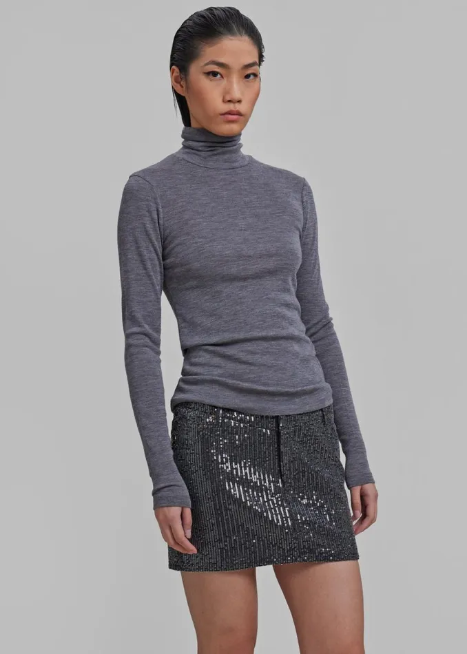Women The Frankie Shop Bottoms ROTATE Twill Sequin Mini Skirt Black