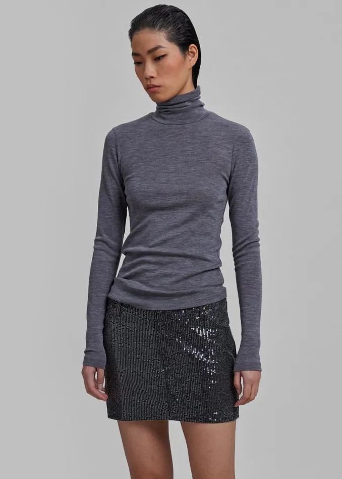 Women The Frankie Shop Bottoms ROTATE Twill Sequin Mini Skirt Black