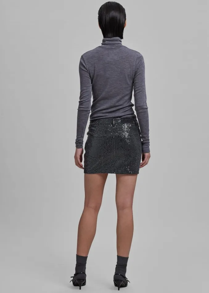 Women The Frankie Shop Bottoms ROTATE Twill Sequin Mini Skirt Black