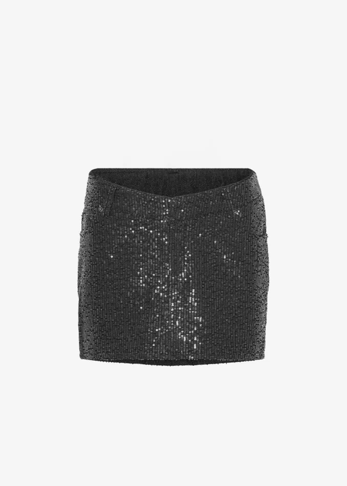 Women The Frankie Shop Bottoms ROTATE Twill Sequin Mini Skirt Black