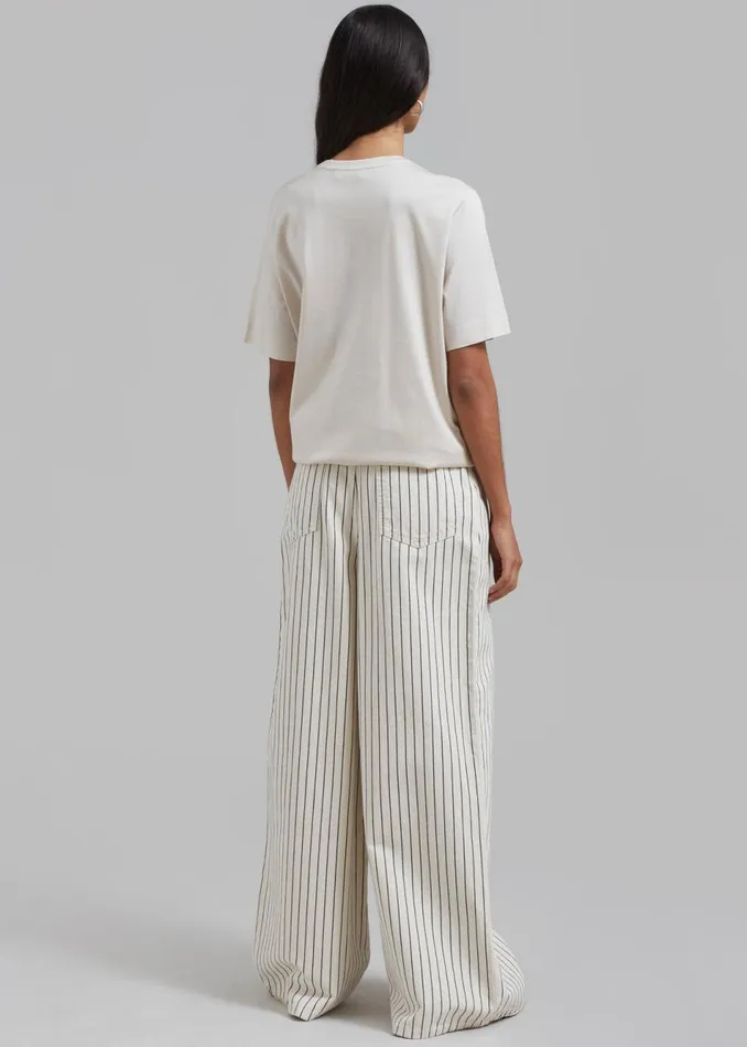 Women The Frankie Shop Bottoms Sasha Wide Leg Jeans Creamblack Stripe