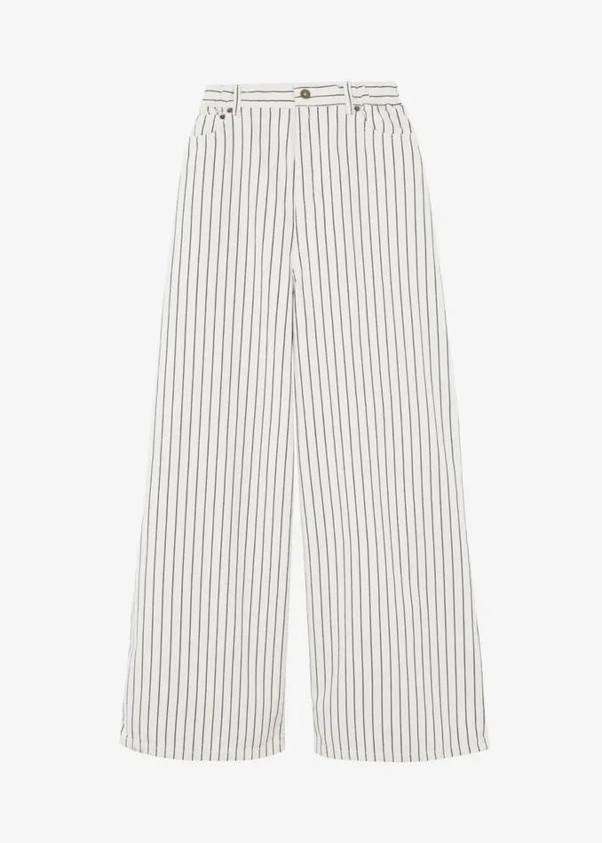 Women The Frankie Shop Bottoms Sasha Wide Leg Jeans Creamblack Stripe