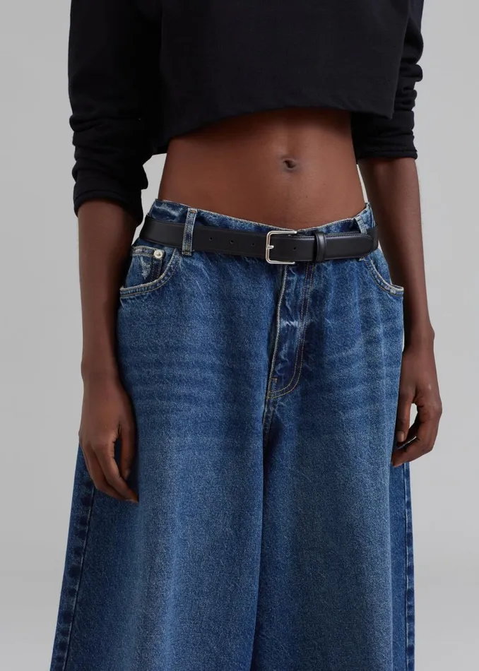 Women The Frankie Shop Bottoms Sasha Wide Leg Jeans Dark Blue