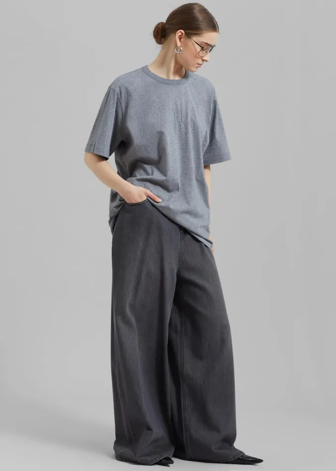 Women The Frankie Shop Bottoms Sasha Wide Leg Jeans Dark Grey
