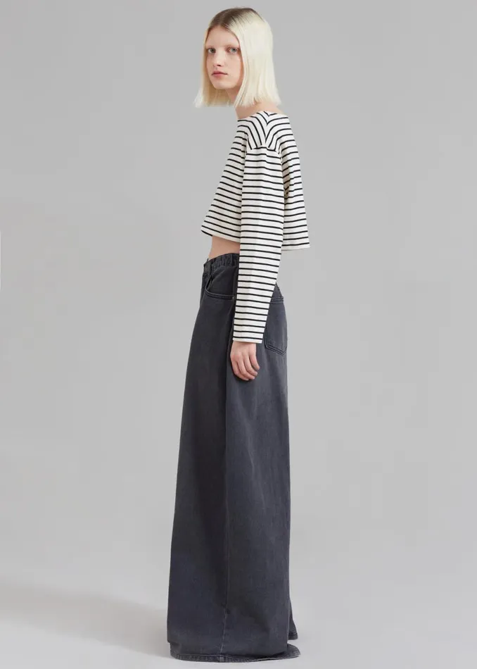 Women The Frankie Shop Bottoms Sasha Wide Leg Jeans Dark Grey