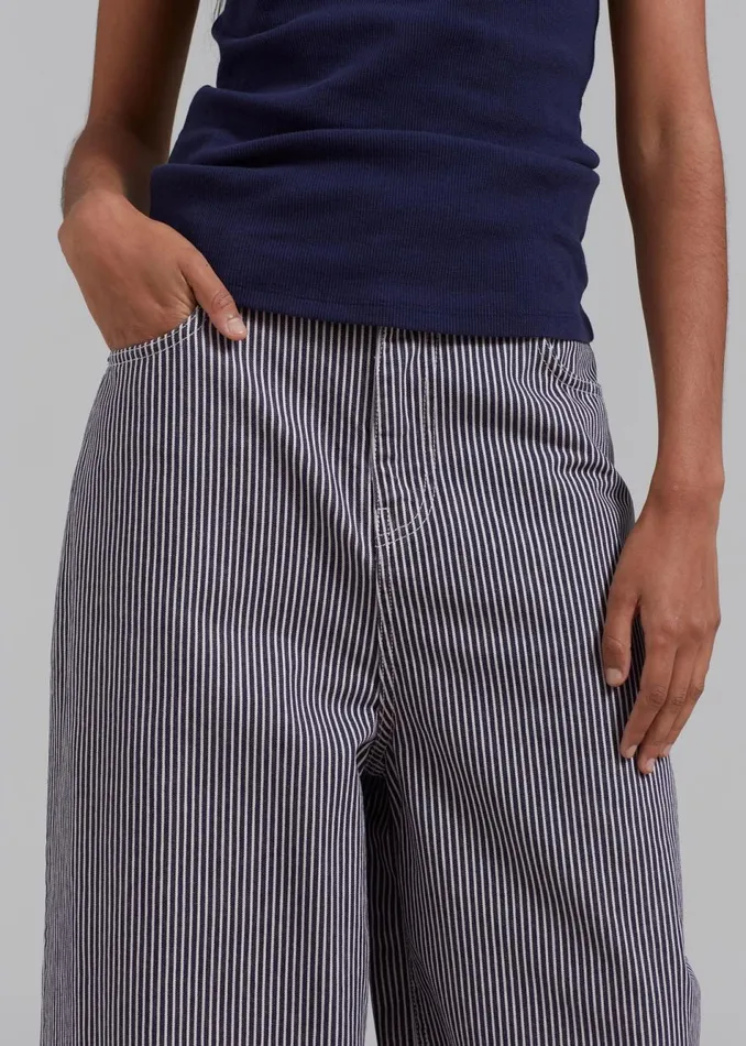 Women The Frankie Shop Bottoms Sasha Wide Leg Jeans Navywhite Stripe