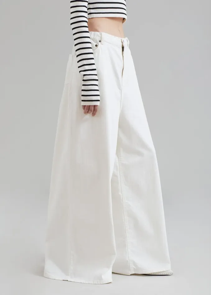 Women The Frankie Shop Bottoms Sasha Wide Leg Jeans Off White