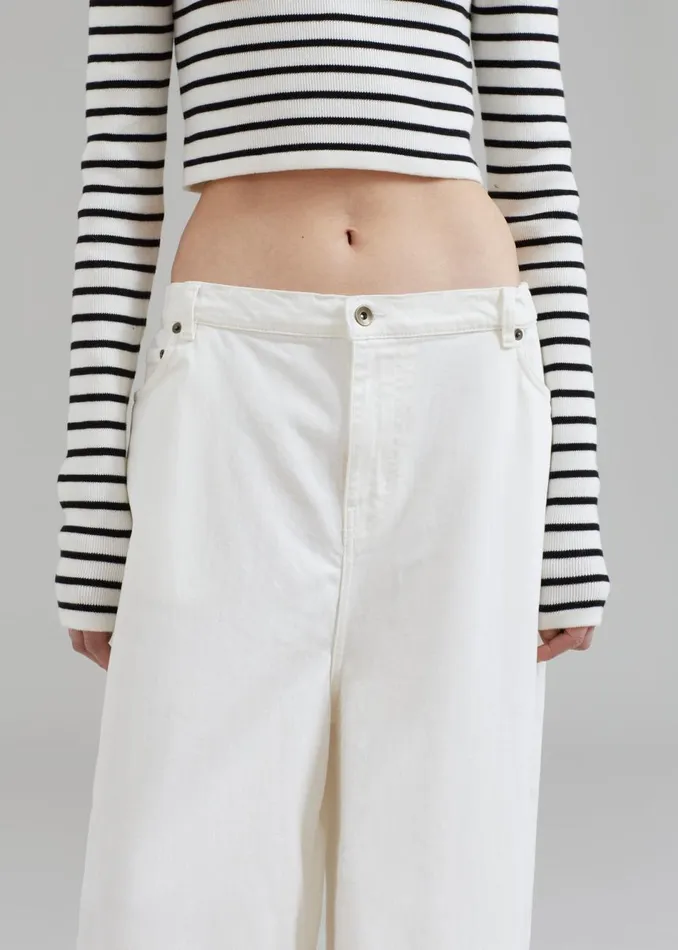 Women The Frankie Shop Bottoms Sasha Wide Leg Jeans Off White