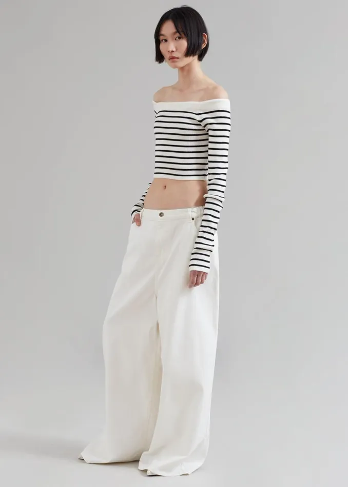 Women The Frankie Shop Bottoms Sasha Wide Leg Jeans Off White