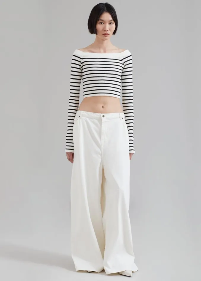 Women The Frankie Shop Bottoms Sasha Wide Leg Jeans Off White