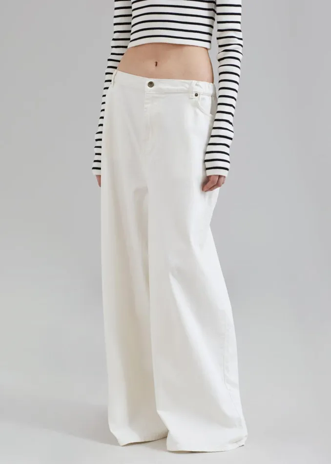 Women The Frankie Shop Bottoms Sasha Wide Leg Jeans Off White
