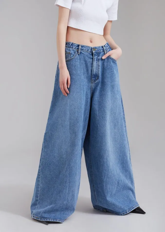 Women The Frankie Shop Bottoms Sasha Wide Leg Jeans Worn Wash