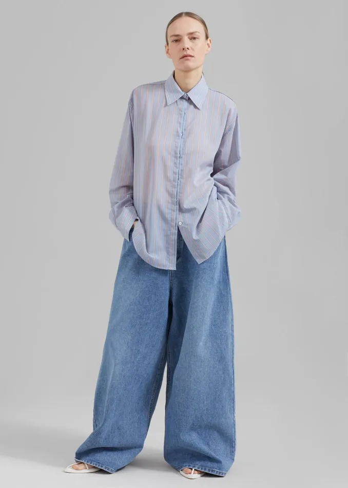 Women The Frankie Shop Bottoms Sasha Wide Leg Jeans Worn Wash
