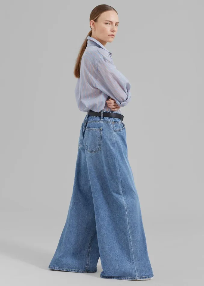 Women The Frankie Shop Bottoms Sasha Wide Leg Jeans Worn Wash