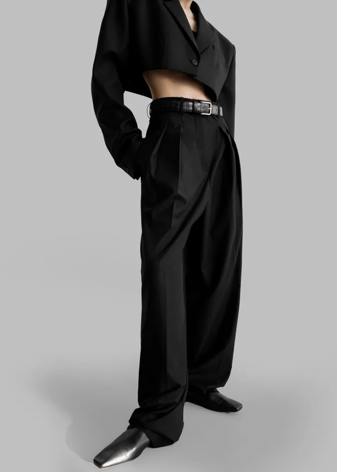 Women The Frankie Shop Bottoms Sion Pintuck Trousers Black