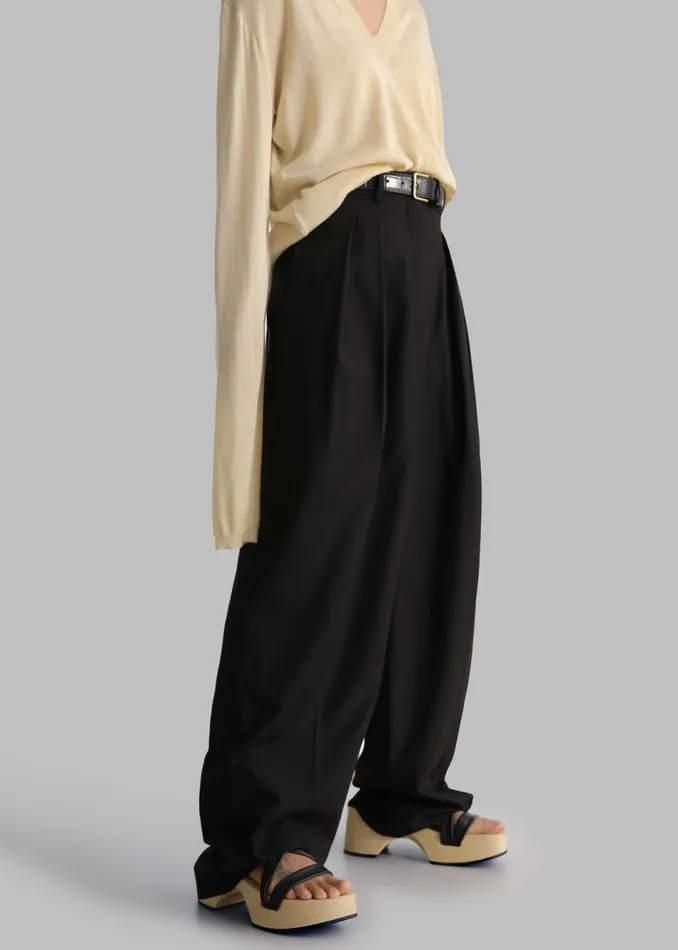 Women The Frankie Shop Bottoms Sion Pintuck Trousers Black