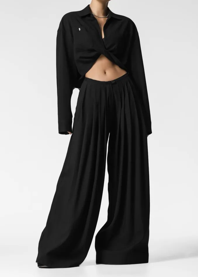 Women The Frankie Shop Bottoms Sloane Wide Leg Trousers Black