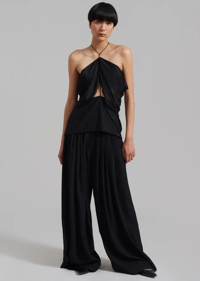 Women The Frankie Shop Bottoms Sloane Wide Leg Trousers Black