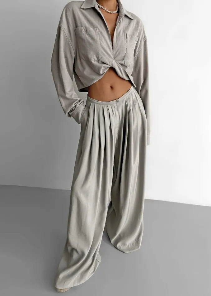 Women The Frankie Shop Bottoms Sloane Wide Leg Trousers Grey
