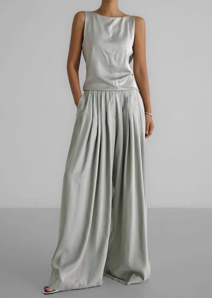 Women The Frankie Shop Bottoms Sloane Wide Leg Trousers Grey