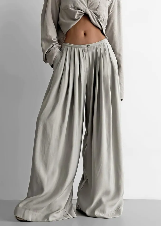 Women The Frankie Shop Bottoms Sloane Wide Leg Trousers Grey