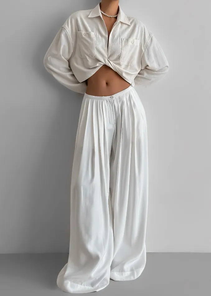 Women The Frankie Shop Bottoms Sloane Wide Leg Trousers White