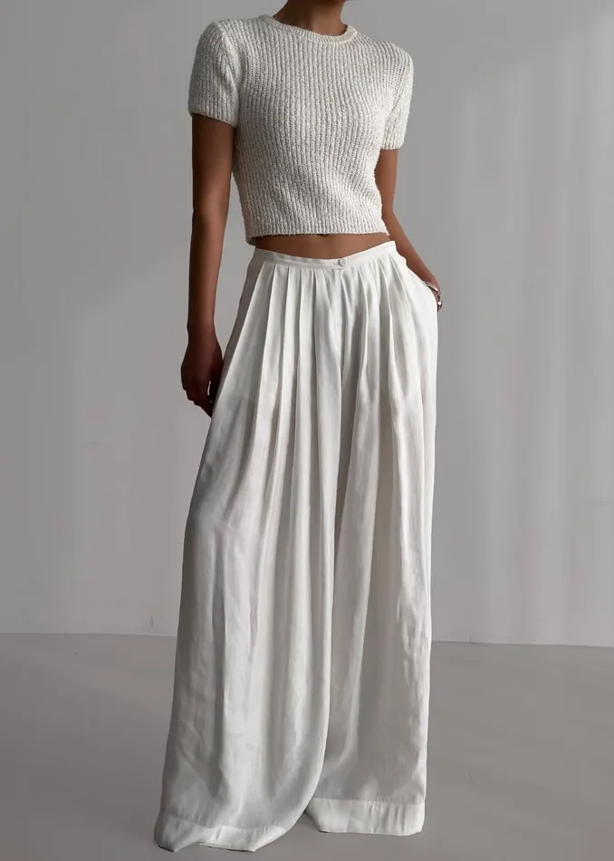 Women The Frankie Shop Bottoms Sloane Wide Leg Trousers White