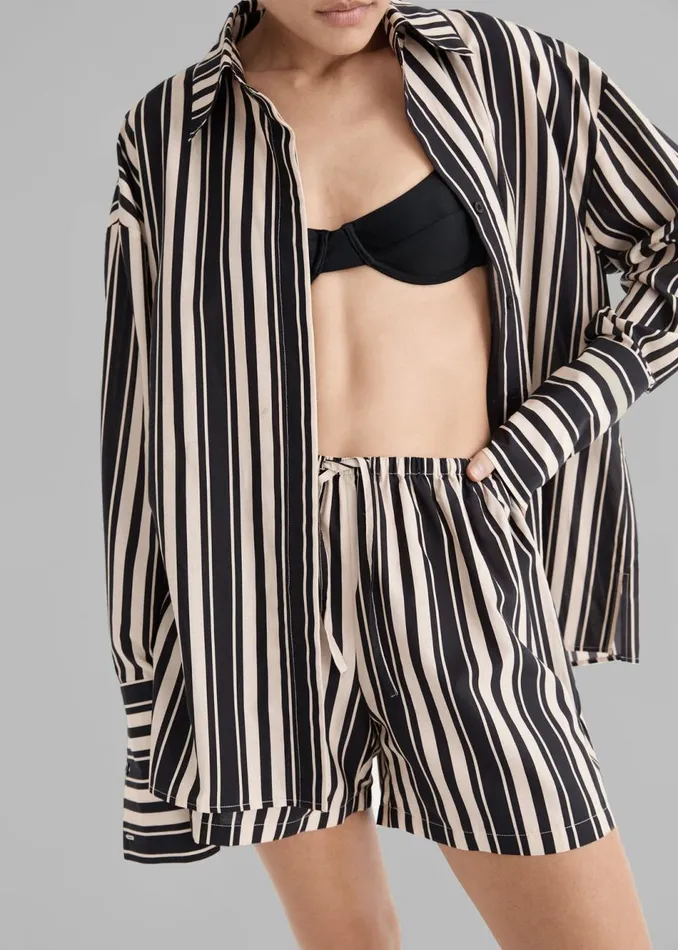 Women The Frankie Shop Bottoms Solaqua The Beau Shorts Cinque Stripe