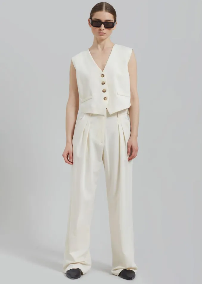 Women The Frankie Shop Bottoms Solaqua The Leon Pants Ivory