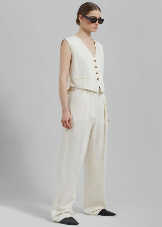 Women The Frankie Shop Bottoms Solaqua The Leon Pants Ivory