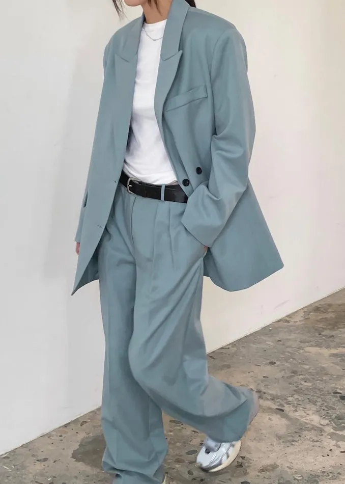 Women The Frankie Shop Bottoms Spencer Pleated Pants Dusty Blue