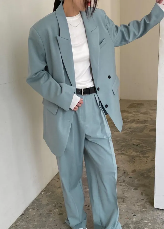 Women The Frankie Shop Bottoms Spencer Pleated Pants Dusty Blue