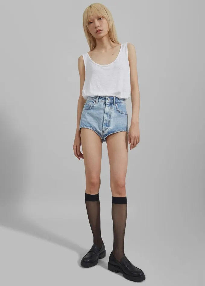 Women The Frankie Shop Bottoms Sportmax Chicca Micro Shorts Midnight Blue