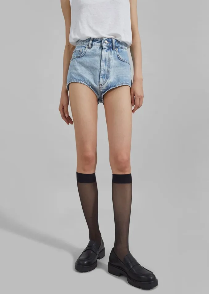 Women The Frankie Shop Bottoms Sportmax Chicca Micro Shorts Midnight Blue